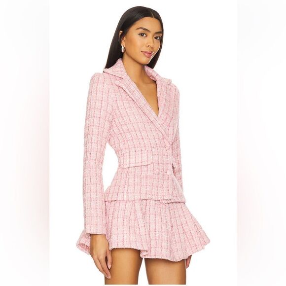 NWT More To Come Ashtyn Tweed Blazer in Baby Pink Revolve S - Picture 2 of 11